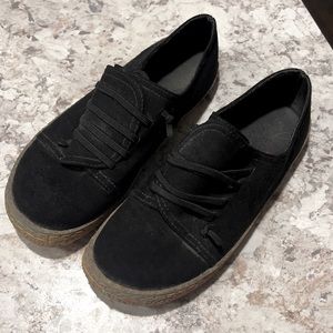 Black Faux Suede Slip-on Shoes Size 10